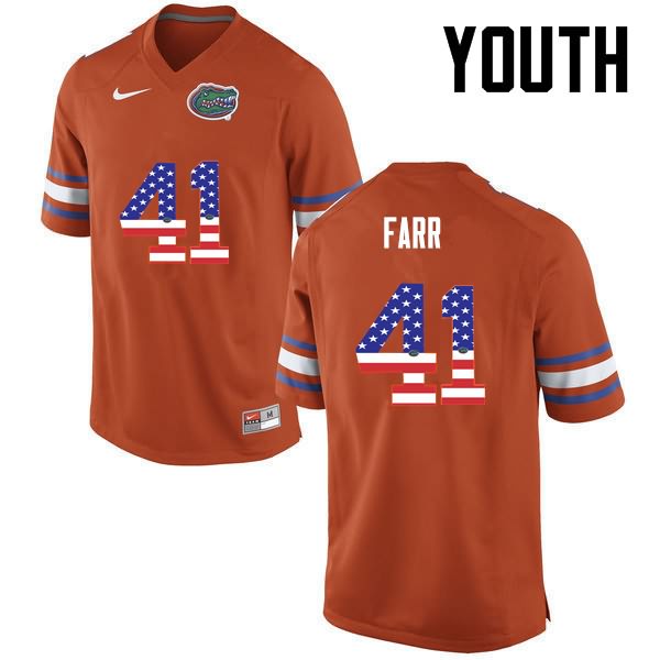 NCAA Florida Gators Ryan Farr Youth #41 USA Flag Fashion Nike Orange Stitched Authentic College Football Jersey UVW6864YB
